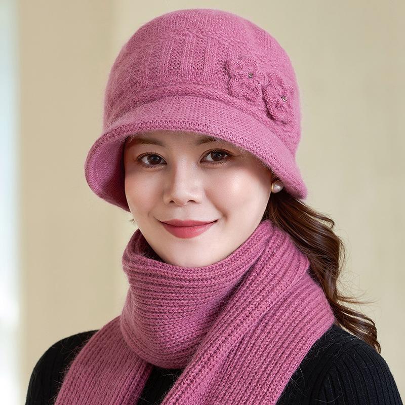 Зимняя бархатная теплая шапка для пожилых людей среднего возраста, шерстяная шапка из кроличьей шерсти, ветрозащитная для мам