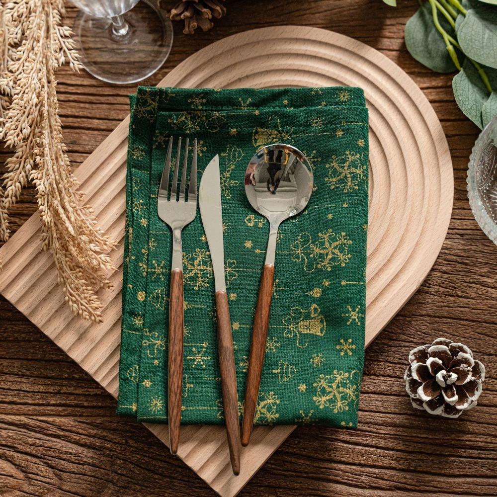 Cotton Linen Christmas Plaid Napkin Xmas Restaurant Dining Decor Table Napkin Christmas
