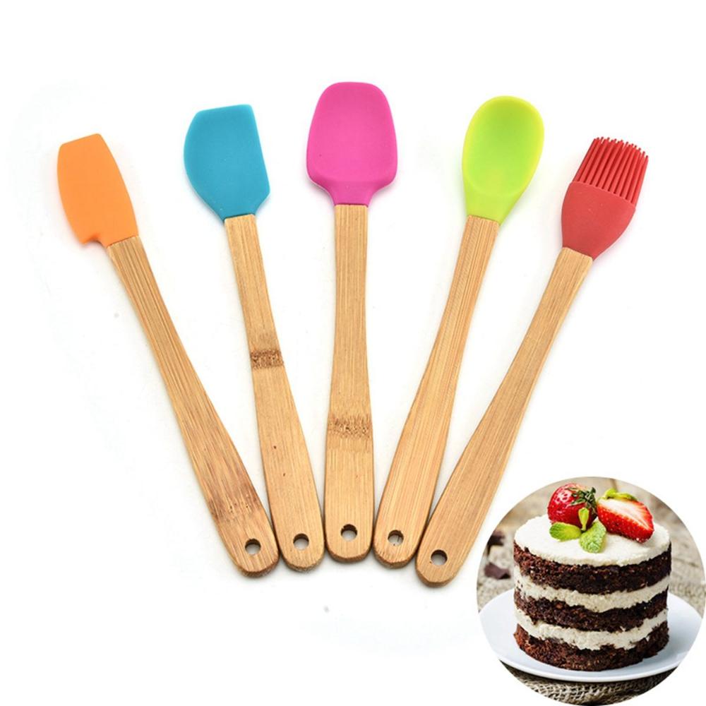 Bakeware Wooden Handle Kicthen Utensils Silicone Non-stick Baking Tools Cake Scraper Spatula Brush