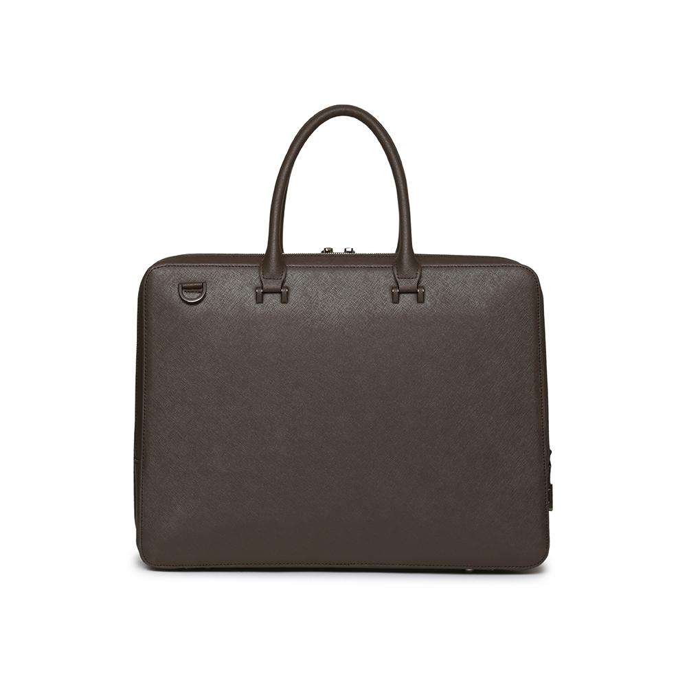 Tantin Noble Briefcase Cowhide Document Bag T13807 Brown