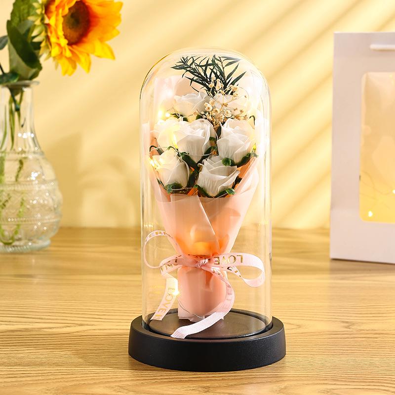 Preserved Rose Glass Dome: Qixi Valentine's Day & Birthday Gift