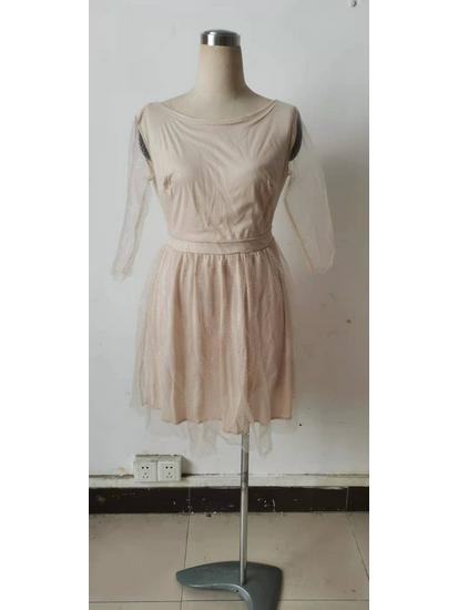 Европейское и американское женское прозрачное платье с круглым вырезом и длинными рукавами, сексуальное