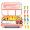 16-Piece Plastic Bento Lunch Box Set for Students with Microwave-Safe Compartments and Fruit Picks