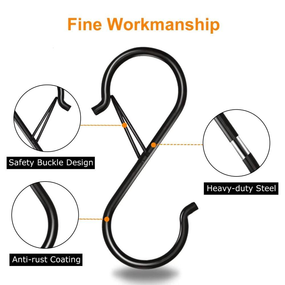 10Pcs Windproof Kitchen Pot Rack Hooks S-Shape Garden Hanging Clasp Bathroom Accessories