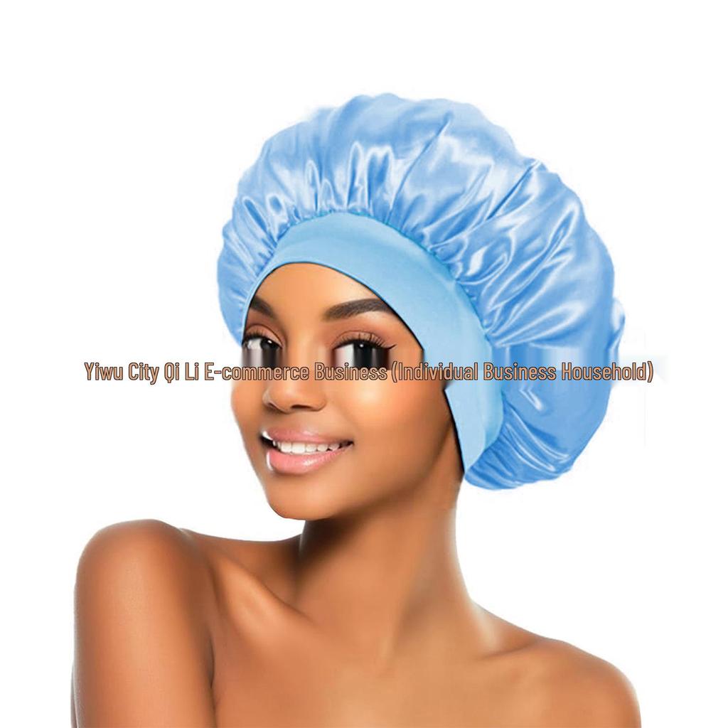 Women's Satin Wide-Brim Nightcap for Hair Care & Styling