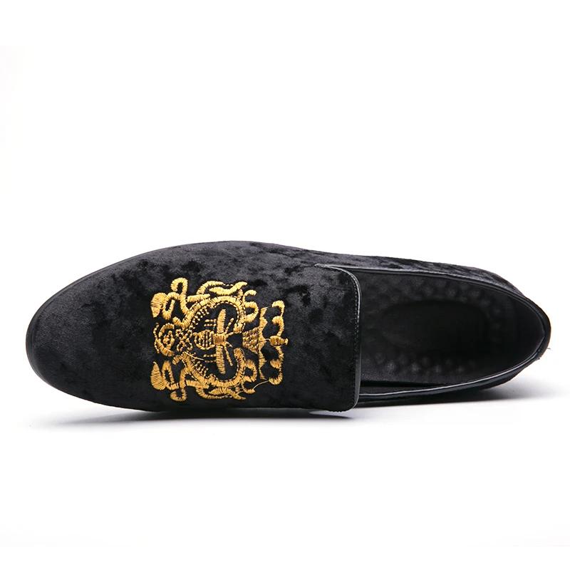 Мужские модные замшевые кожаные мокасины с вышивкой Мужские повседневные мокасины с принтом Оксфорды Мужские свадебные туфли для вождения на плоской подошве