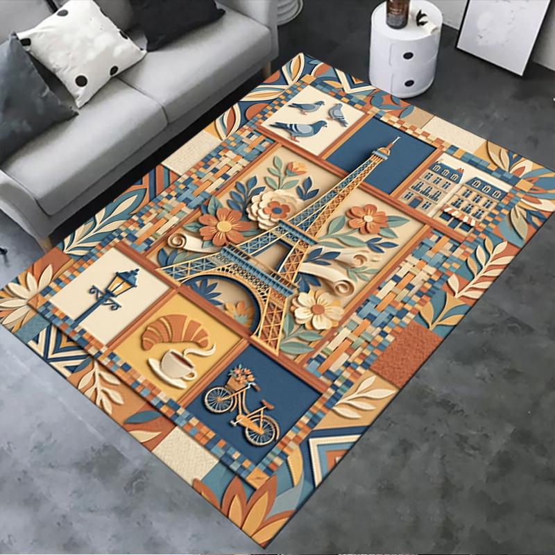 2025 New Paris Eiffel Tower Carpet Rug for Living Room Bedroom Home Sofa Decoration,Kids play Non-slip Floor Mat89