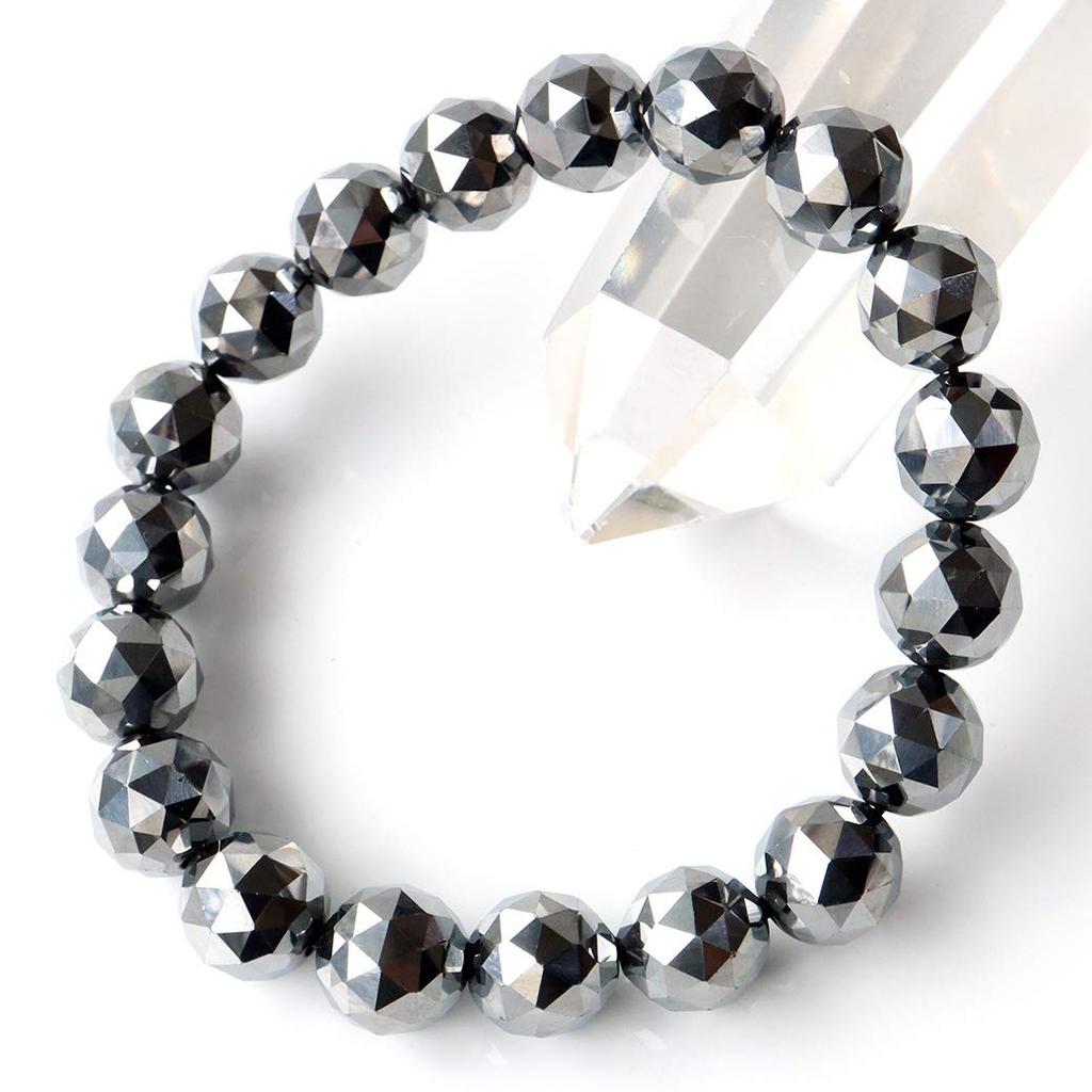 [GOLD STONE] High-Purity Terahertz Ore Star Cut 100-Face Bracelet, 10mm, 99.9999% Purity, Inner Diameter Approximately 17cm