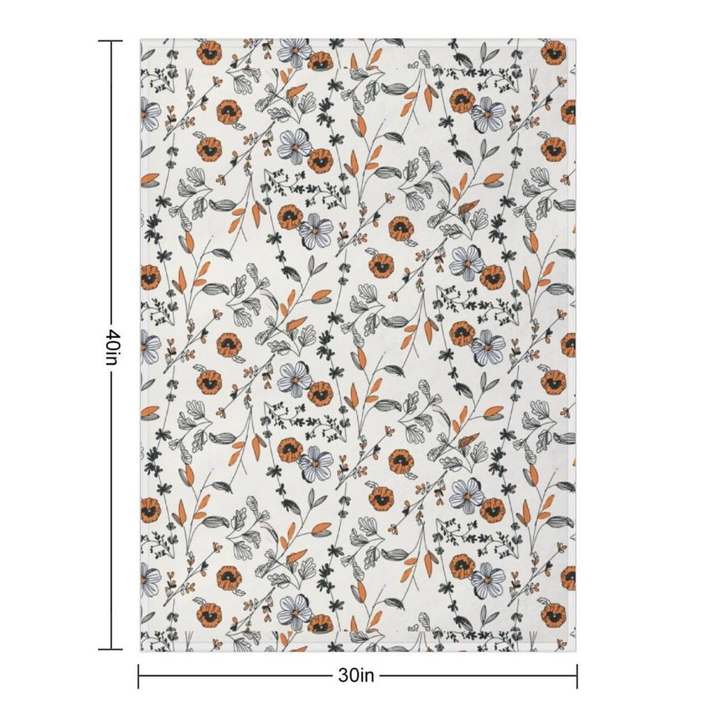Orange Flower Pattern Throw Blanket Comforter Sofa Soft Plaid Softest Blankets