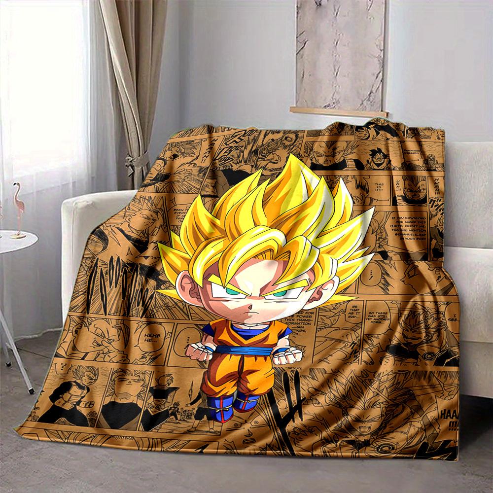 1PC Goku, Super Saiyan Blanket Soft Warm All Season Throw for Sofa, Bed, Car, Office Vibrant Colorful Design, Durable & Cozy Gift