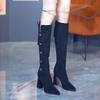 Модные ботинки женские платформа 8 см высокие каблуки стрейч ботфорты носки леди стриптизерша зимние снежные ботинки блочный каблук заклепки ботильоны обувь