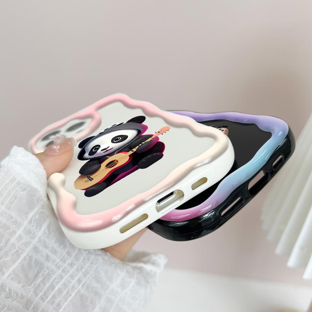 Cute Cartoon Pattern Cream Texture Casing Wavy Edge Soft Silicone Cover Phone Case for Huawei Honor Infinix Tecno iPhone