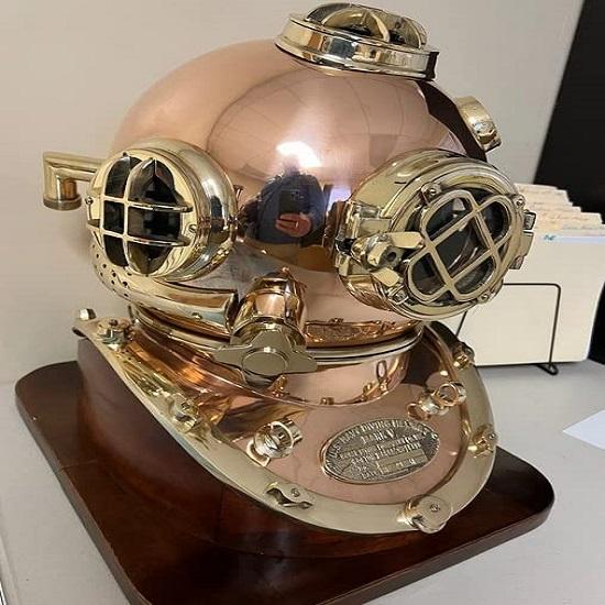 Полноразмерный водолазный шлем темно-синего цвета из меди и латуни Эксклюзивная коллекция Divers Helmet