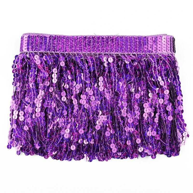 Meetee 1/2/3 ярда 16 см бахрома с пайетками, кисточки, этническая кружевная тесьма, лента с бахромой, отделка для юбки для латинских танцев, одежды, швейная фурнитура