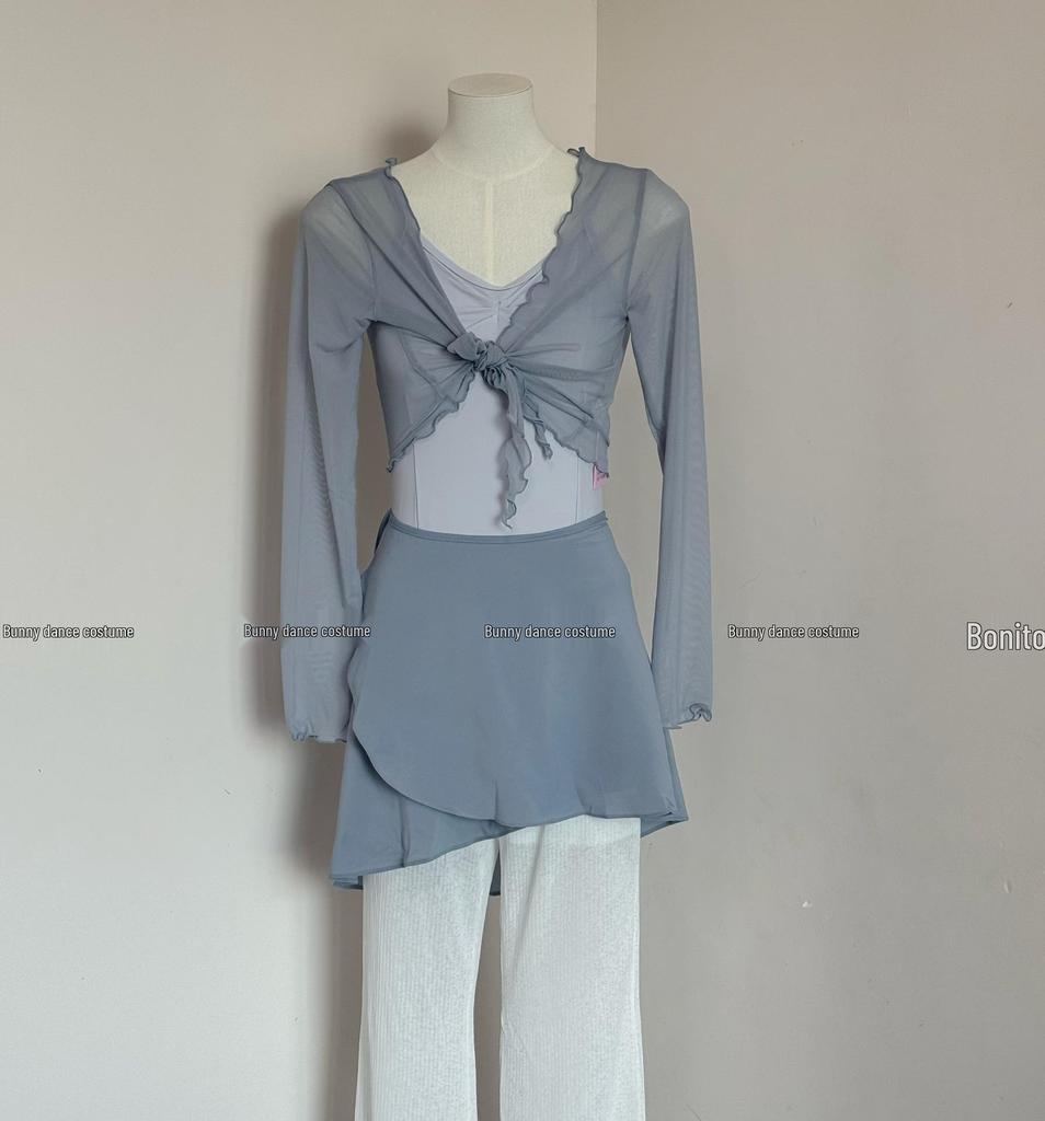 Летняя женская одежда для балета: Слитный купальник, Платье для фигурного катания, Топ для воздушной йоги, Многослойный сетчатый тренировочный комплект