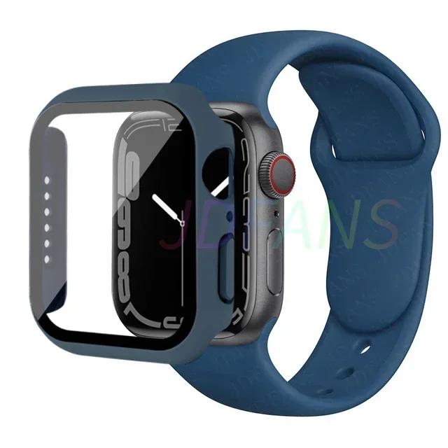Стекло+корпус+ремешок для Apple Watch Band 42 мм 44 мм 41 мм 40 мм 38 мм 45 мм 49 мм Защитные пленки для Apple IWatch Series 8 7 6 SE 5 4