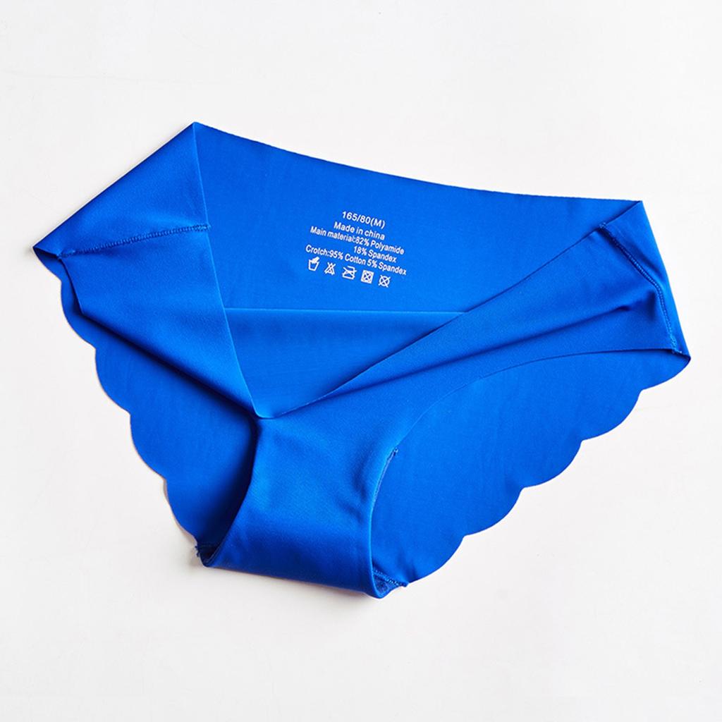 Ladies Sexy Solid Color Ice Silk Seamless Wave Low-rise Panties