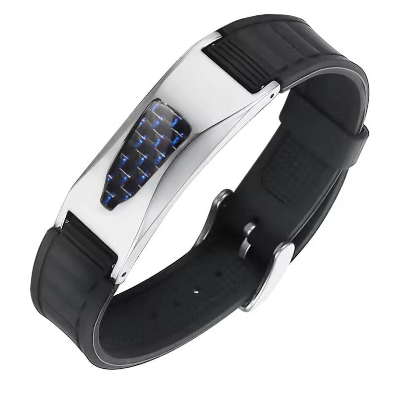 7 In 1 Titanium Silicone Magnetic Energy Armband Power Bio Bracelet Health Pain Relief Magnet Therapy Bracelet Bangle 3000 Gauss