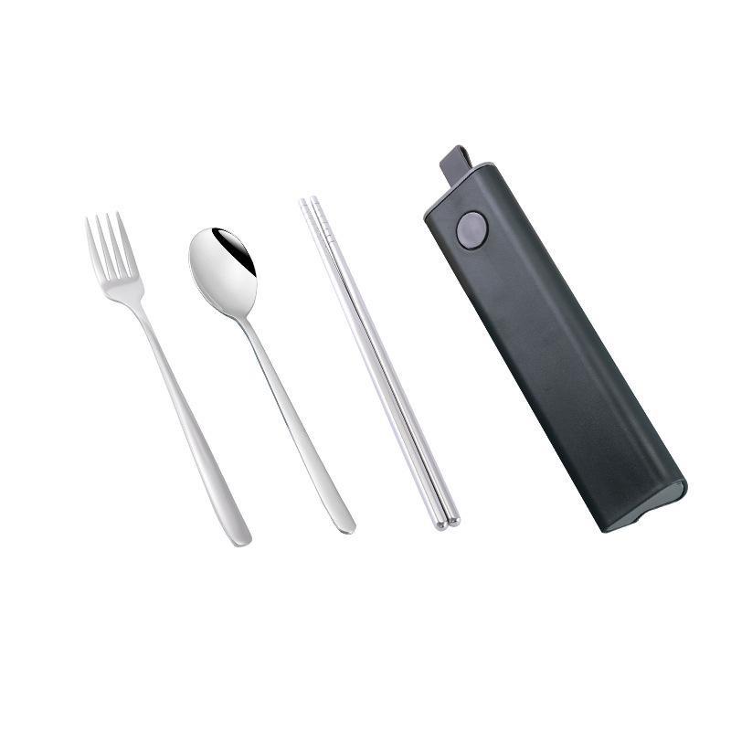 Ложка из нержавеющей стали 304, вилка, палочки для еды, набор столовых приборов, портативный набор посуды, посуда для обеда с коробкой, дорожные кухонные аксессуары