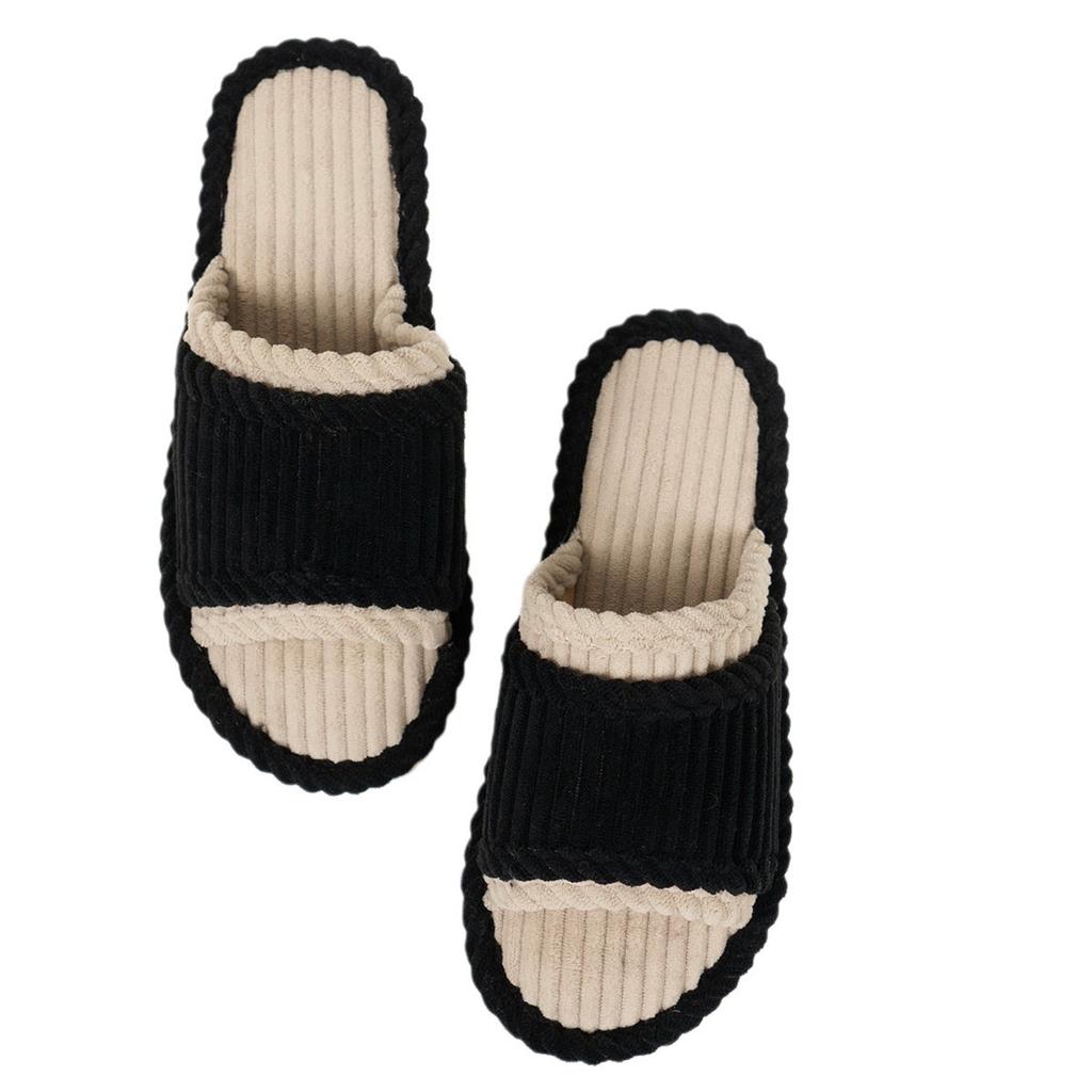 2024 зимние однотонные льняные тапочки 36-43 размера женские домашние тапочки бытовые хлопковые нескользящие толстые бесшумные туфли для пары домашние тапочки