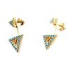 Les Trésors De Lily [N6249] - Gold Plated 'Navajos' Turquoise Gold Earlobes (triangles) - 15x9 Mm