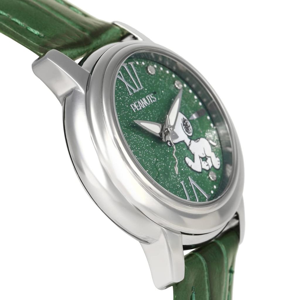 Snoopy ограниченный тираж 100 экземпляров с серийным японским проектом, ремешок из натуральной кожи, женские часы, мир, номер, модель, (зеленый)