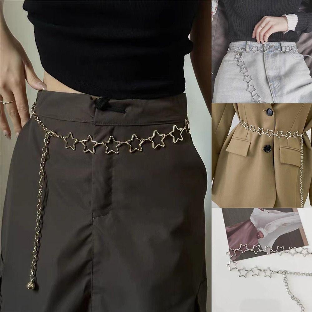Retro Decorative Metal Waist Belts Hollow Out Stars Dress Waist Chain New Chain Belt
