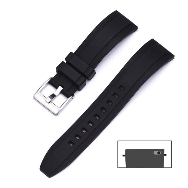 Premium Grade Vulcanized FKM Rubber Watch Strap 20mm 22mm 24mm Quick Relase Watchbands