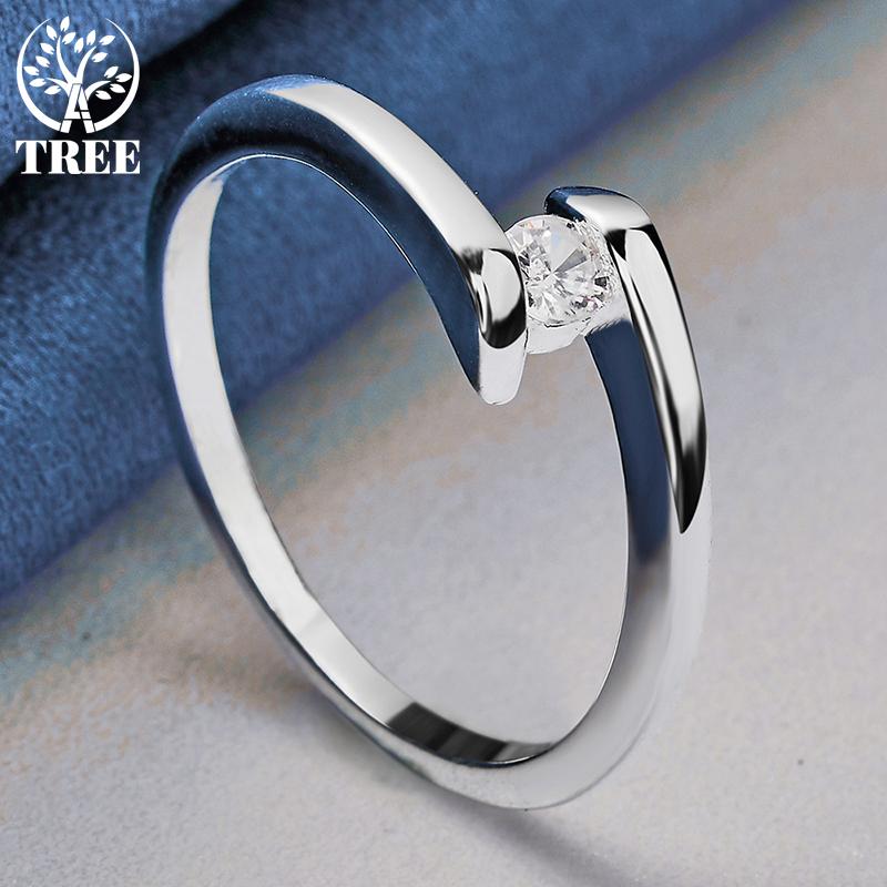 Ювелирные изделия из стерлингового серебра 925 пробы с простым цирконом AAA