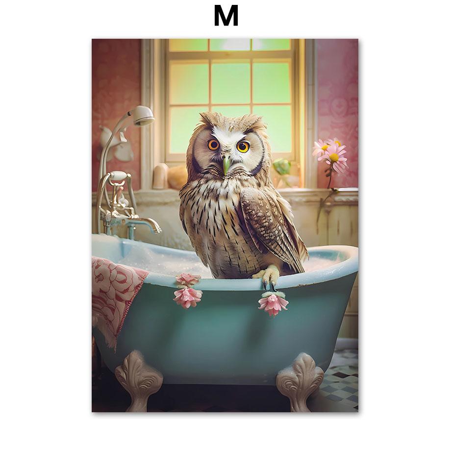 Забавный юмор для ванной комнаты Зебра Жираф Лев Свинья Собака Кошка Крупный рогатый скот Пингвин Сова Стена Домашний Декор Туалет Плакат Художественная печать Холст Картина