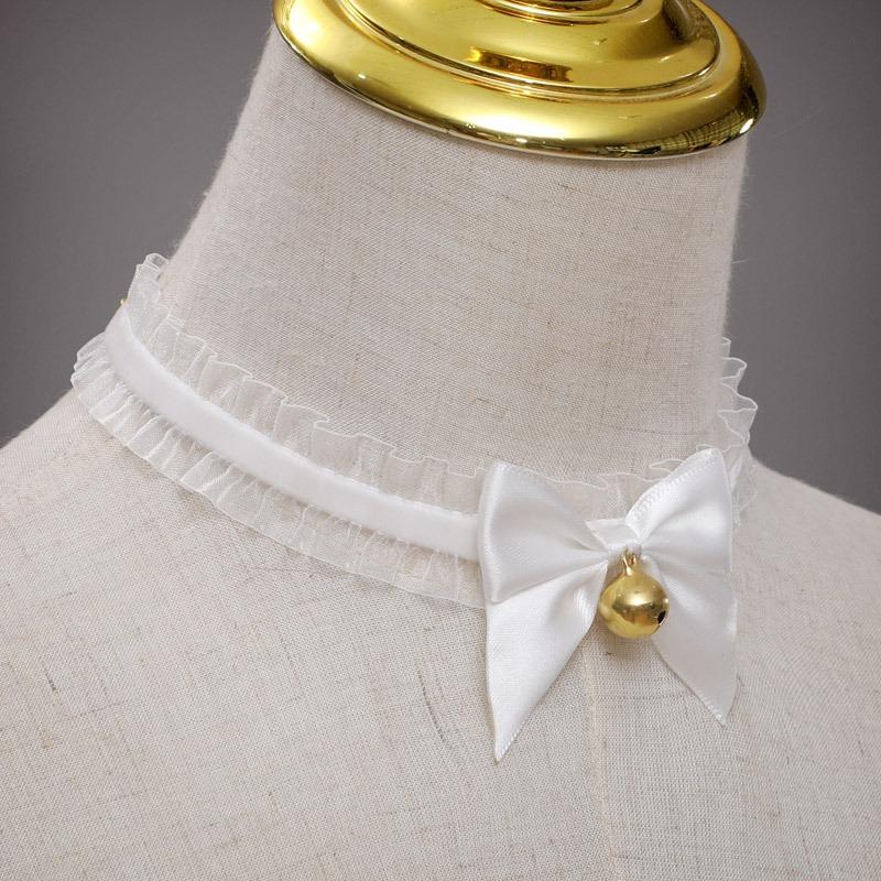 A Handmade Olita Accessory Fox Ears Cat Ears Headband Lace Bow Bell Collar Set