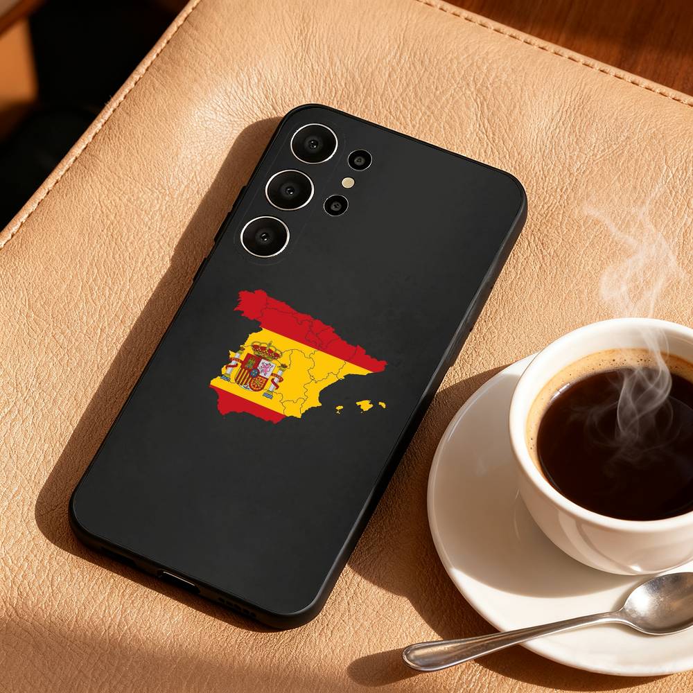Чехол для телефона с флагом Испании для Samsung S26, S25, 24, 23, 22, 30, 21, 10, 9, Ultra, Plus, Lite, FE, мягкий черный чехол