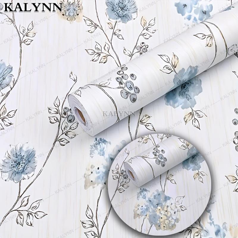 Винтажные синие обои с цветочным рисунком - Самоклеящаяся контактная бумага, Съемные водонепроницаемые обои для реставрации мебели