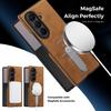 For Samsung Galaxy Z Fold7 5G Magnetic Case Rotating Kickstand Leather Coated PC Phone Cover