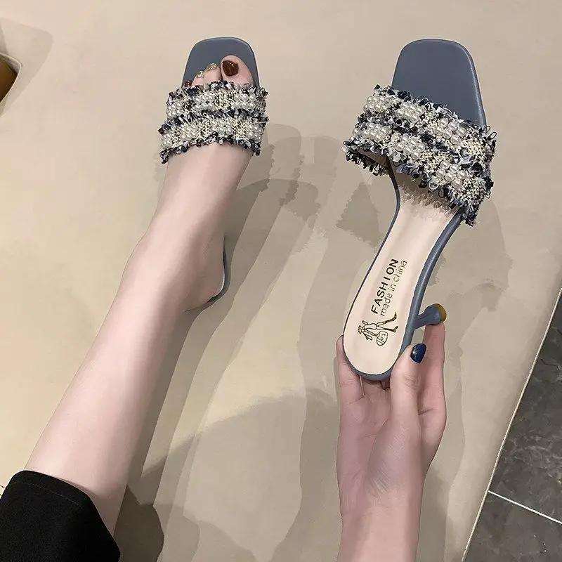 Босоножки на танкетке для женщин, туфли для стриптиза, высокие каблуки, китайцы, шлепанцы, модные пляжные тапочки, женские сандалии, женские дизайнерские каблуки