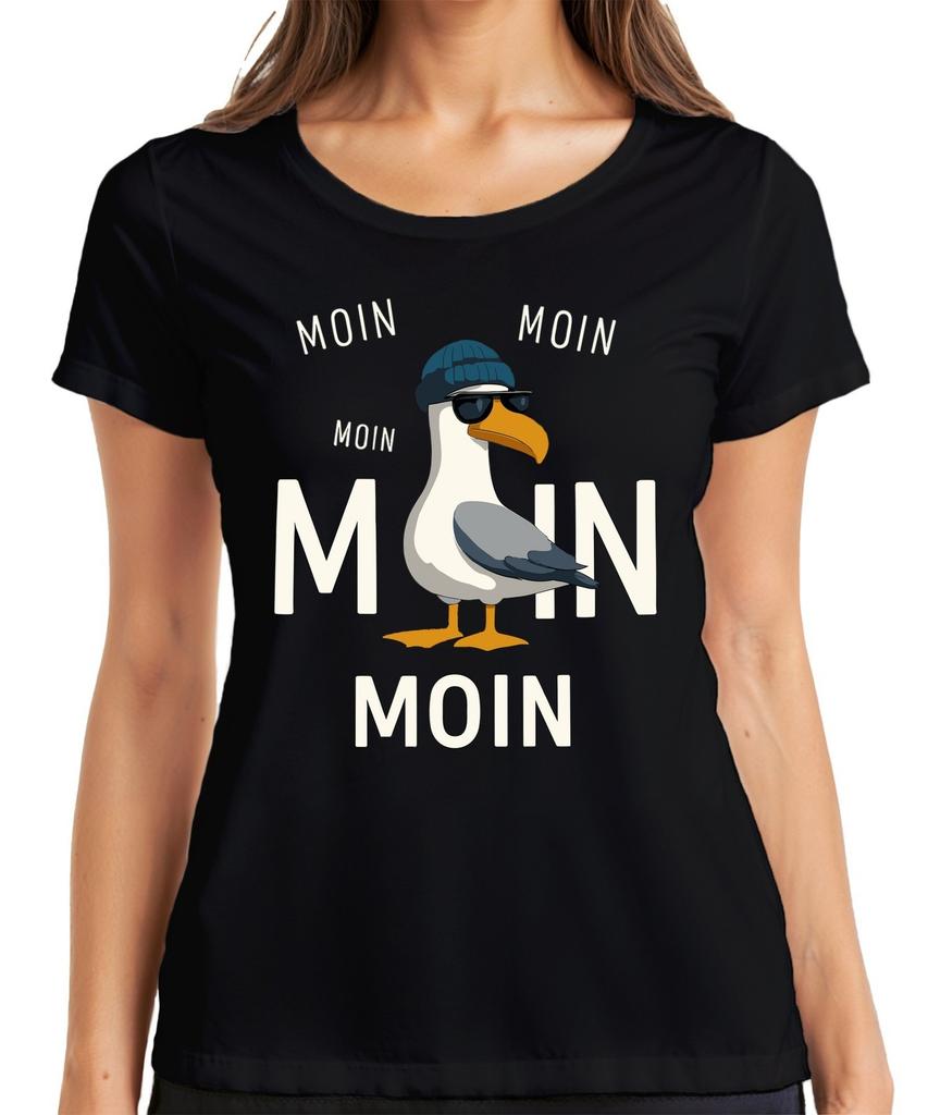 Moin Seagull North Sea Coast Maritime Island Holiday Seafarer Cool Casual Womens T-Shirt