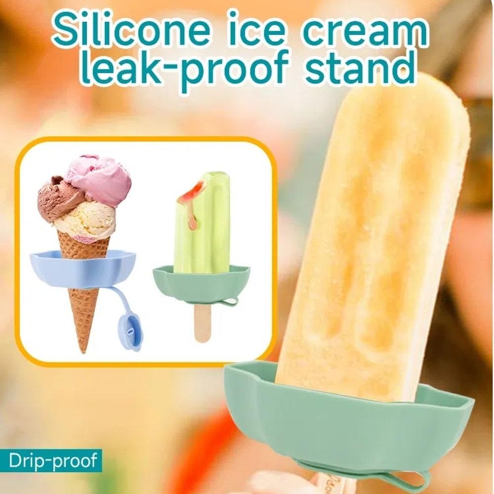 Новая силиконовая подставка для эскимо с защитой от капель, многоразовая, многоцветная, подставка для мороженого, ручной лоток для мороженого
