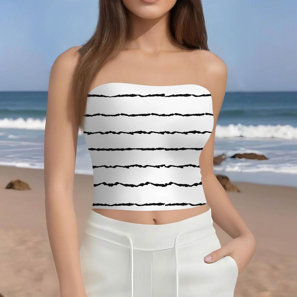 Crop Tops For Women Sexy Cami Tank Summer Tube Sleeveless Printed Camisole Shirt Vest