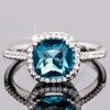 Huitan Simple Elegant Cushion Blue Cubionic Ring для женщин, цветные кольца на годовщину свадьбы, женские модные украшения