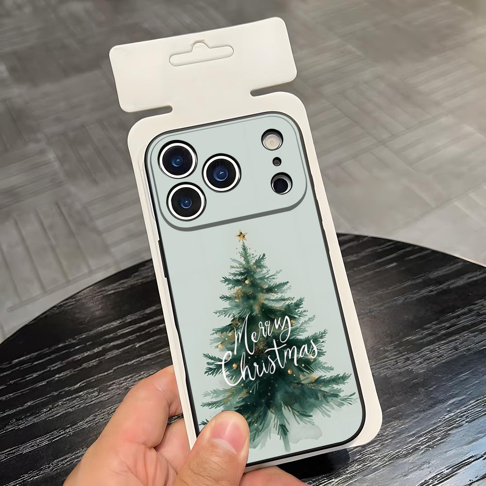 Чехол для телефона 'Рождественская елка' для IPhone 17 Air 16 E Pro Max 15 14 13 Mini 12 Pro 11 Max Plus Черный Мягкий