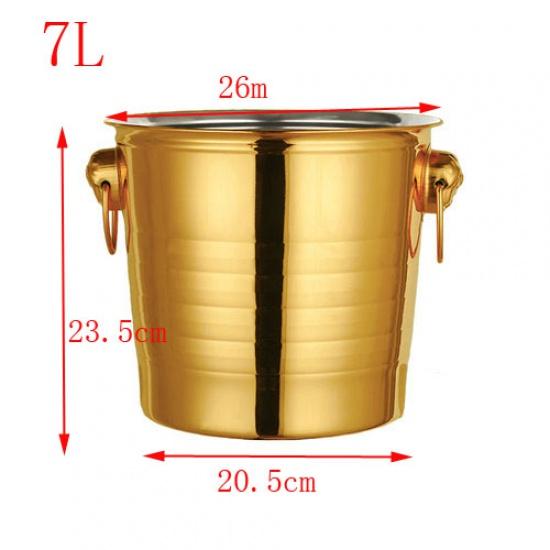 Шампанское, охлажденное вино, пиво, красное вино, куб, бар, КТВ, ведро с двумя ручками, золотое, золотое, толстое, с головой тигра, ведро для льда, шампанское