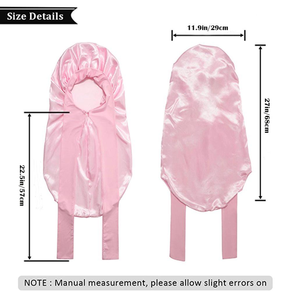 Silky Satin Sleep Bonnet Extra Large Sauna  Shower Caps Solid Color Women Long Sleep Cap