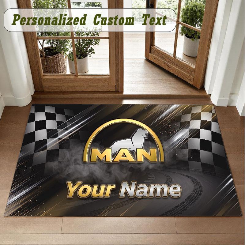 Crystal Velvet Square Rug Custom NameMAN Truck Pattern Non Slip Home Floor Decor Rug
