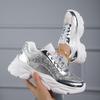 Sneakers Women Women's Glitter Design Platform Sneakers Casual Lace Up Outdoor Shoes Comfortable Low Top Sport Shoes
