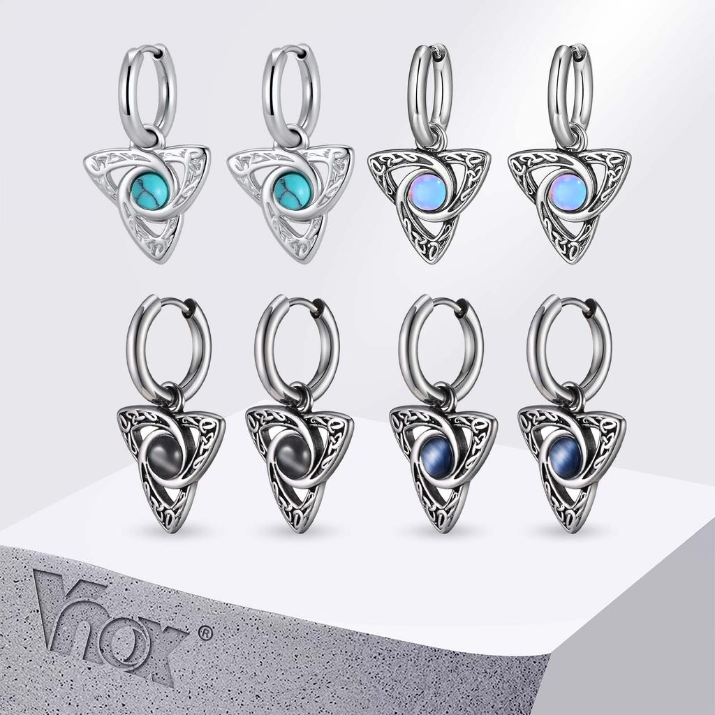 Vnox Черный Оникс Бирюзовый Камень Кельтский Узел Кольца Серьги для Мужчин Женщин, Нержавеющая Сталь Водонепроницаемые Рок Винтажные Украшения Подарок