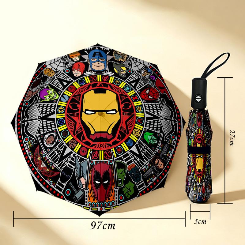 Superhero Calendar 8 Ribs 3Fold Black Glue Uv Protection Umbrella Sun Protection Rainproof Compact Folding Umbrella For Travel Daily Use C923228