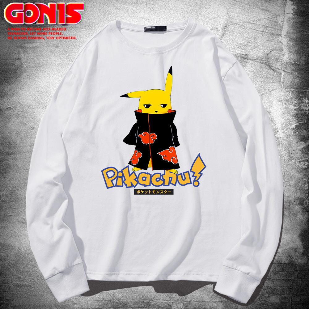 Japanese anime long-sleeve T-shirts for men and women, spring/autumn wear Naruto, pure cotton loose thin base shirts, trendy clothing