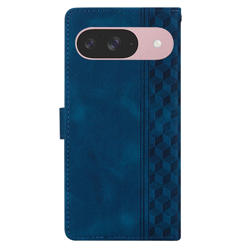 For Google Pixel 9 Pro/Pixel 9 Leather Case Imprinted Checkered Pattern Wallet Stand Flip Phone Cover