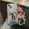 Готический Emo Чехол для телефона iPhone 17 16 15 13 14 Pro Max 11 12 Plus Роскошный Лазерный Серебристый Градиентный Силиконовый Чехол