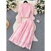Classic Style round Neck Puff Sleeves Large Swing Autumn Clothing Lace